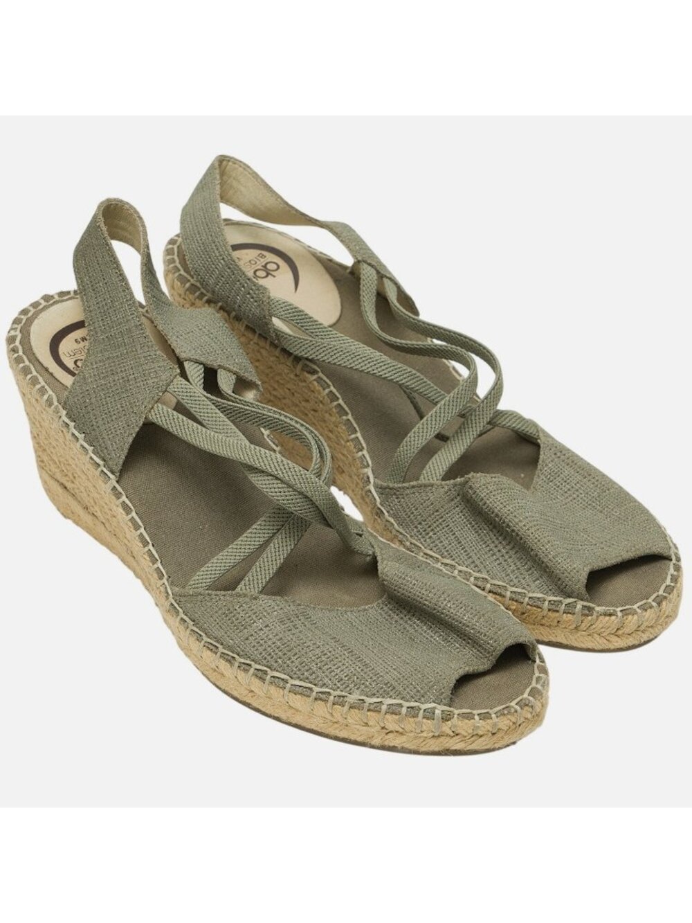 ABEO Delano Espadrilles Size 9 Womens Wedge Sandals Green Open Toe Boho Casual